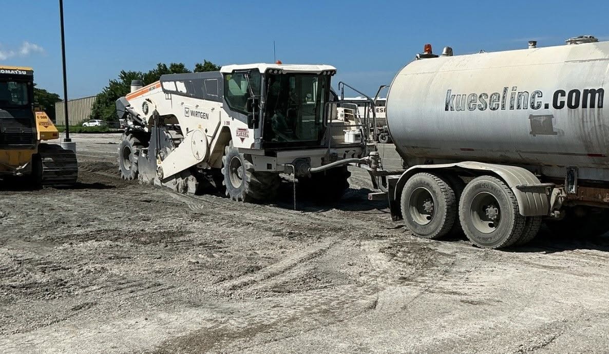 Water truck supporting full-depth reclamation operations