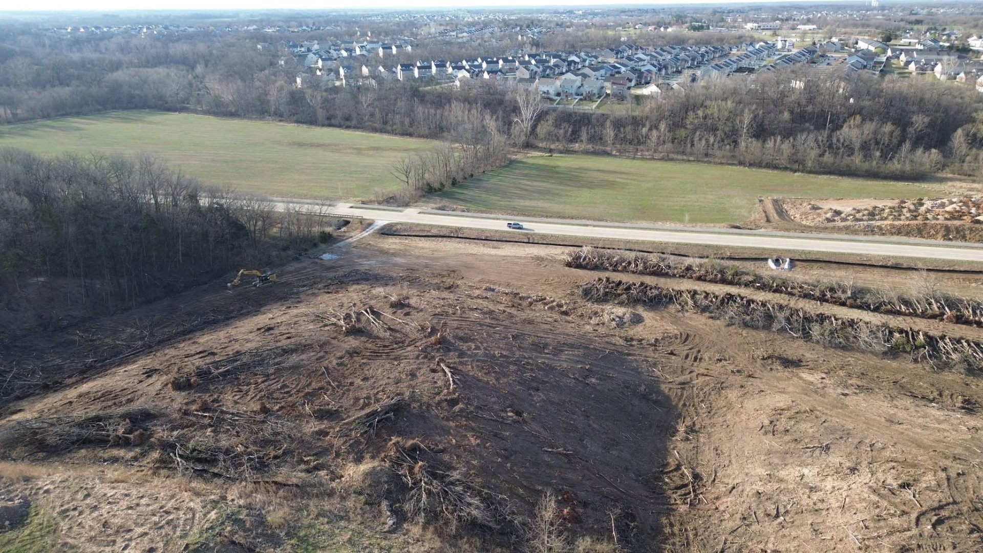 Site clearing and grubbing in preparation for new construction