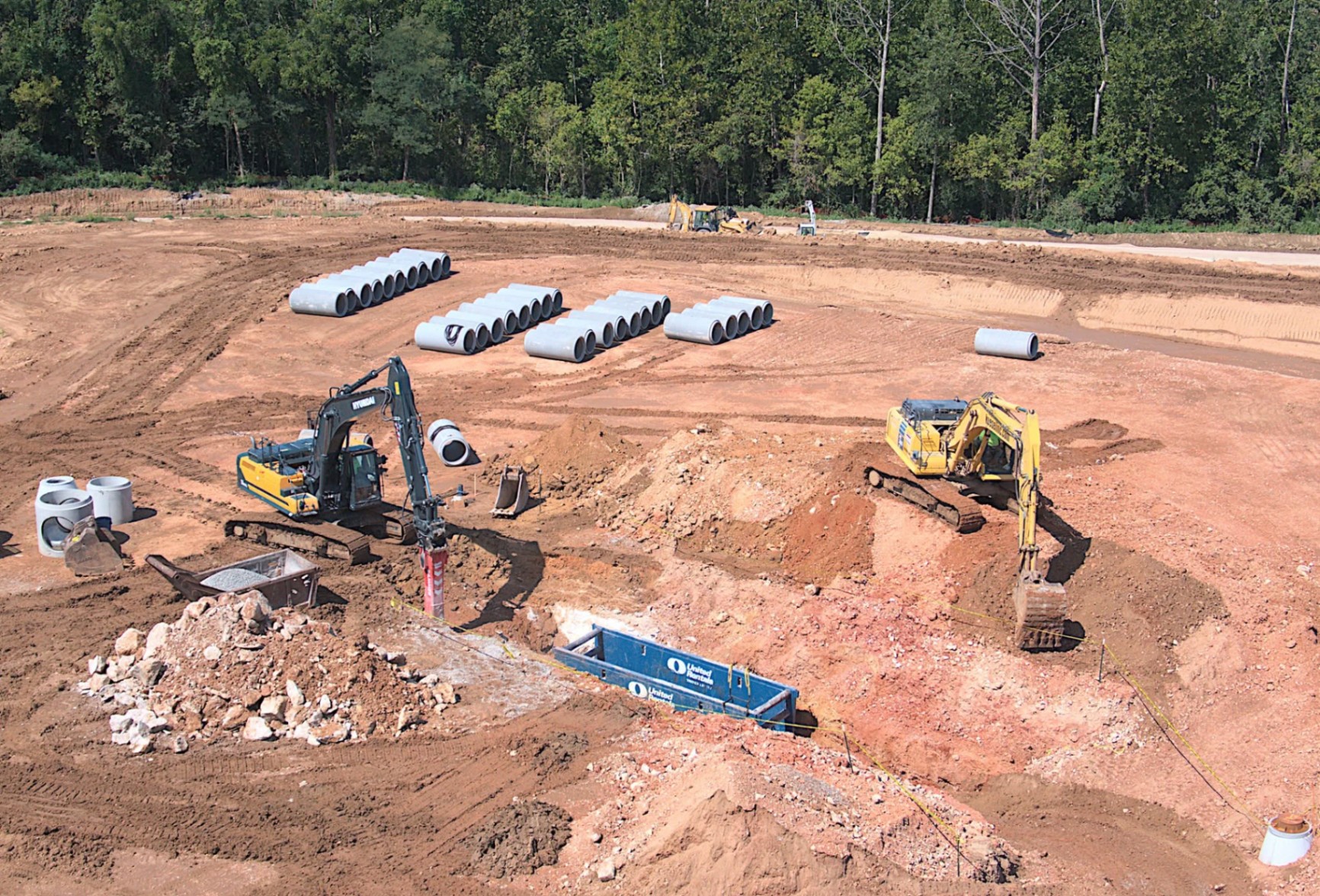Water line construction through rock conditions